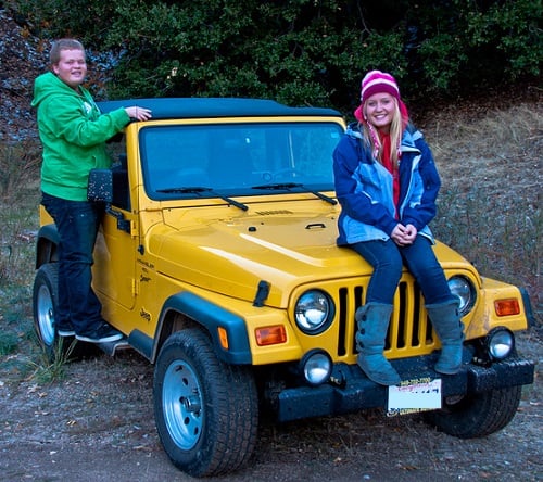 The kids and the jeep