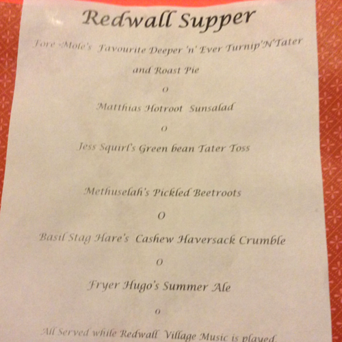 Redwall supper menu