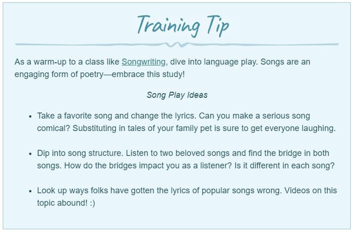 Songwriting Training Tip